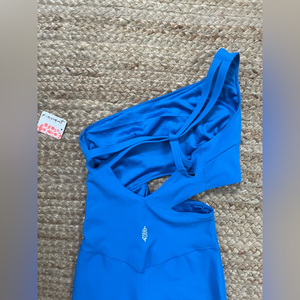 Free People One-Shoulder Cutout Jumpsuit in Bright Blue - Picture 9 of 11